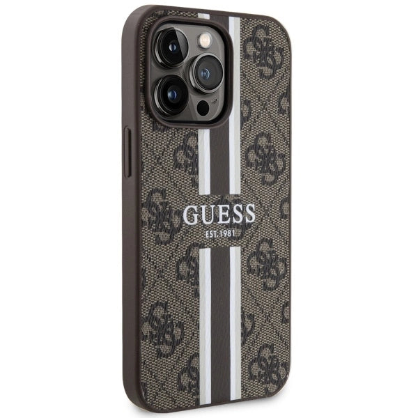 Guess GUHMP13LP4RPSW iPhone 13 Pro / 13 6.1" brown/brown hardcase 4G Printed Stripes MagSafe_3