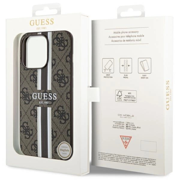 Guess GUHMP13LP4RPSW iPhone 13 Pro / 13 6.1" brown/brown hardcase 4G Printed Stripes MagSafe_7