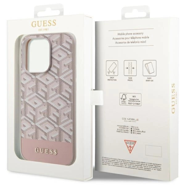 Guess GUHMP14LHGCFSEP iPhone 14 Pro 6.1" pink/pink hard case GCube Stripes MagSafe_7