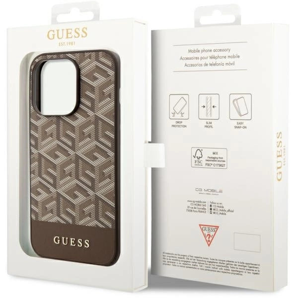 Guess GUHMP14LHGCFSEW iPhone 14 Pro 6.1" brown/brown hard case GCube Stripes MagSafe_7