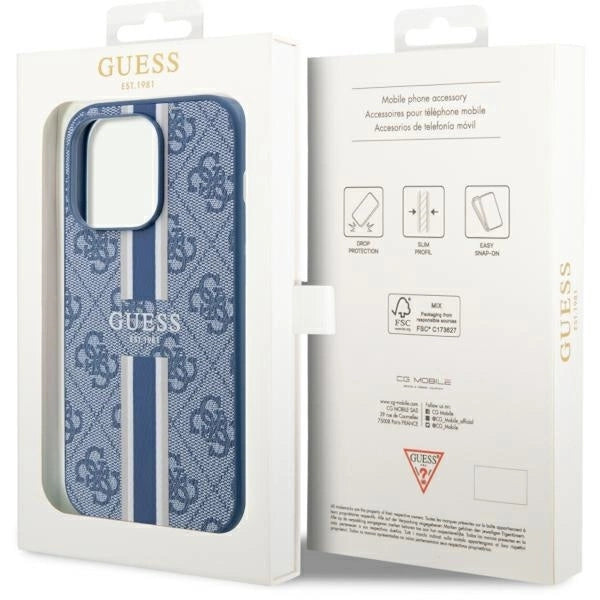 Guess GUHMP14LP4RPSB iPhone 14 Pro 6.1" blue/blue hardcase 4G Printed Stripes MagSafe_7