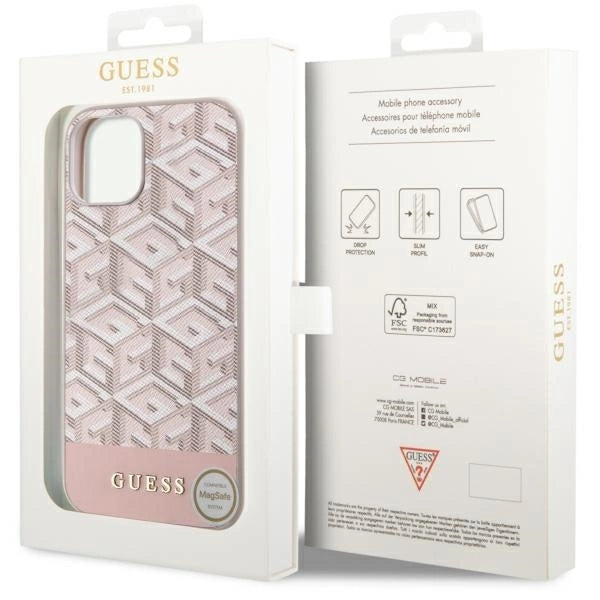 Guess GUHMP14MHGCFSEP iPhone 14 Plus 6.7" pink/pink hard case GCube Stripes MagSafe_7