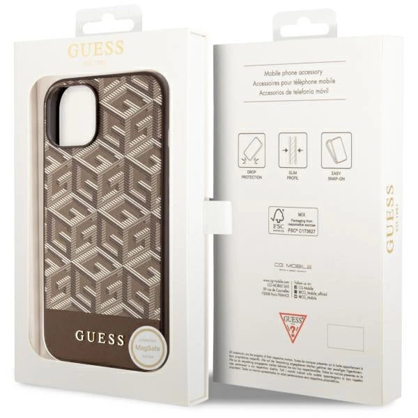Guess GUHMP14MHGCFSEW iPhone 14 Plus 6.7" brown/brown hard case GCube Stripes MagSafe_7