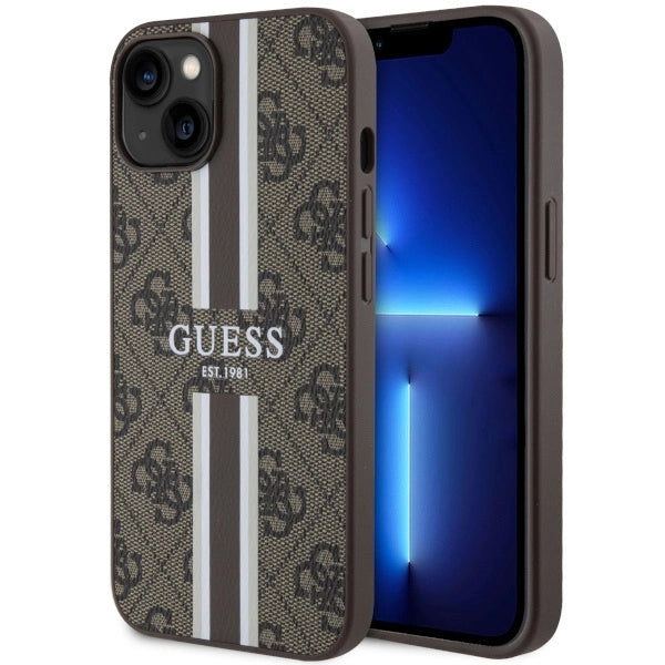 Guess GUHMP14SP4RPSW iPhone 14 6.1" brown/brown hardcase 4G Printed Stripes MagSafe_0