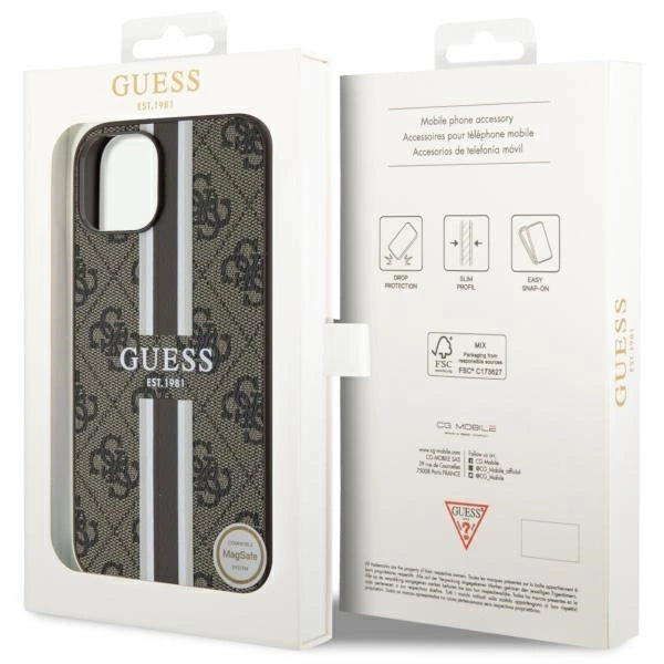 Guess GUHMP14SP4RPSW iPhone 14 6.1" brown/brown hardcase 4G Printed Stripes MagSafe_7