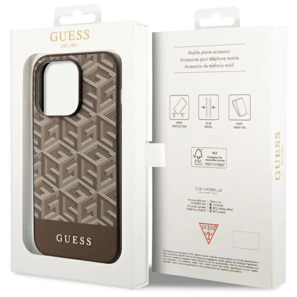 Guess GUHMP14XHGCFSEW iPhone 14 Pro Max 6.7" brown/brown hard case GCube Stripes MagSafe_7