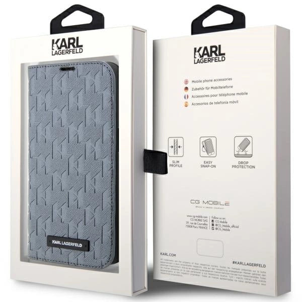 Karl Lagerfeld KLBKP14SSAKLHPG iPhone 14 6.1" bookcase silver/silver Saffiano Monogram_6