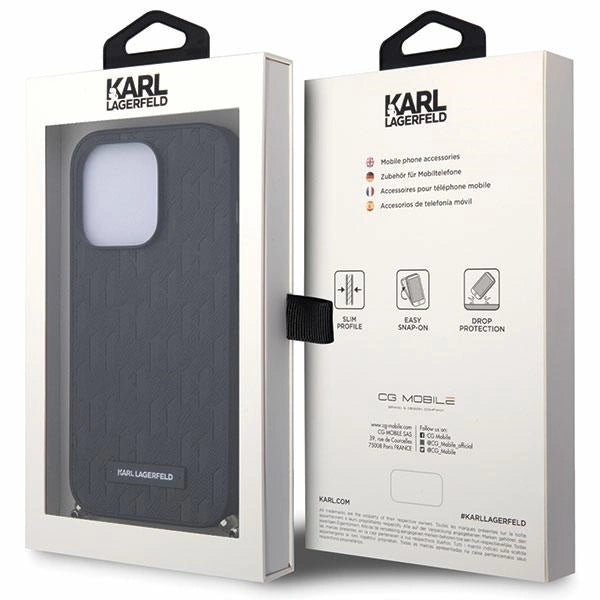 Karl Lagerfeld KLHCP14LSACKLHPK iPhone 14 Pro 6.1" black/black hardcase Saffiano Monogram Chain_6