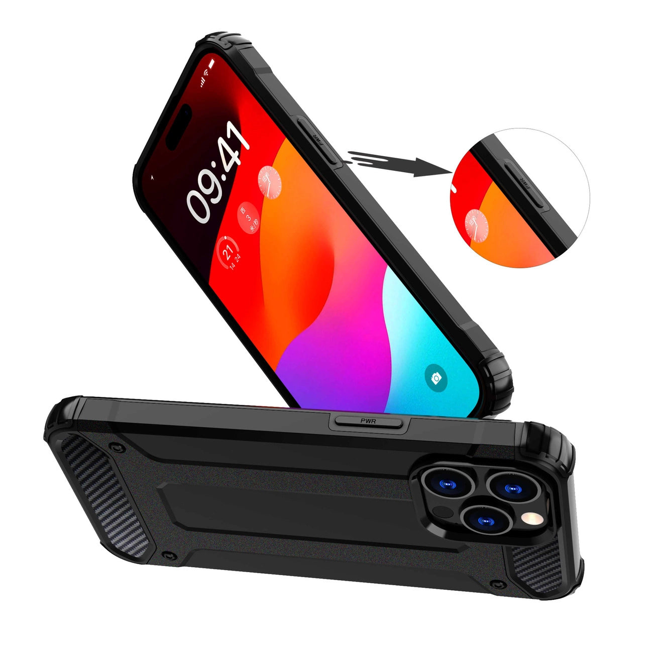 iPhone 15 Pro Hybrid Armor case - black_3