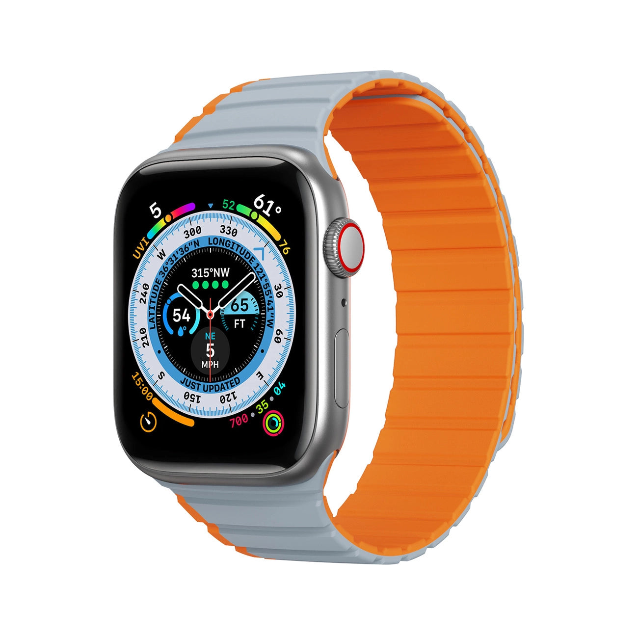 Magnetic Apple Watch SE, 9, 8, 7, 6, 5, 4, 3, 2, 1 (41, 40, 38 mm) Dux Ducis Strap (LD Version) - gray-orange_0