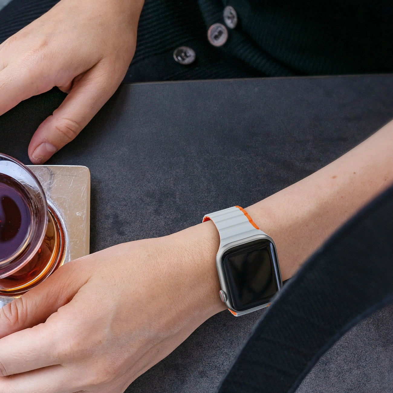 Magnetic Apple Watch SE, 9, 8, 7, 6, 5, 4, 3, 2, 1 (41, 40, 38 mm) Dux Ducis Strap (LD Version) - gray-orange_9