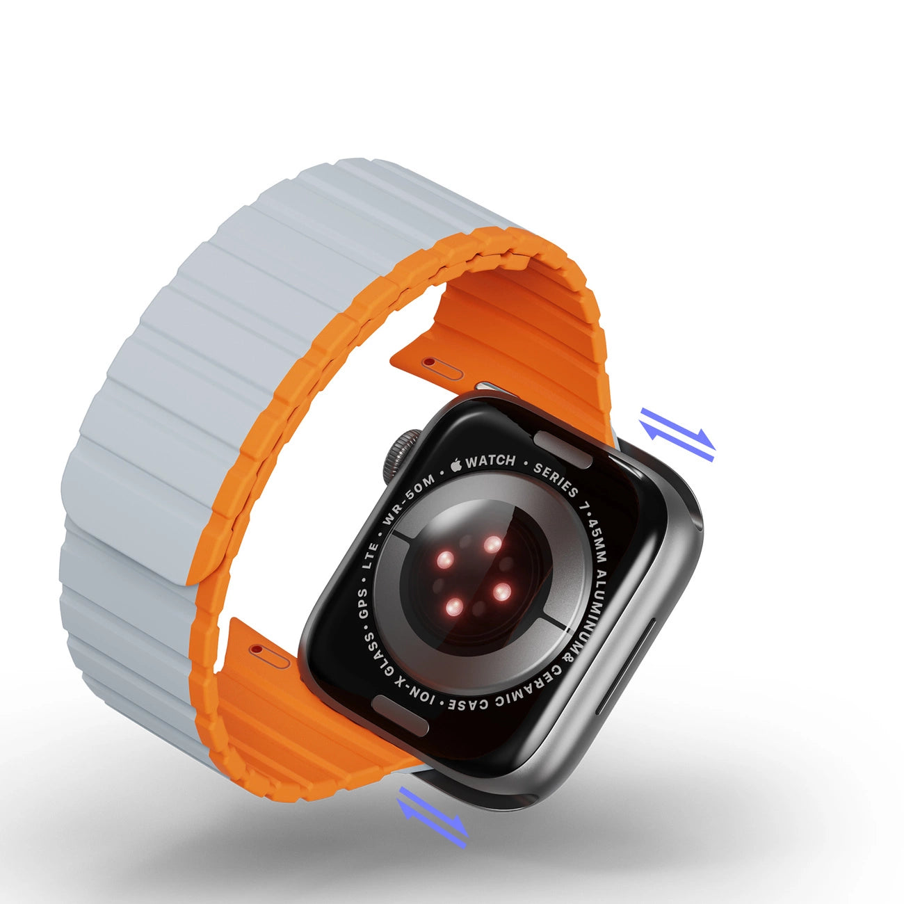 Magnetic Apple Watch SE, 9, 8, 7, 6, 5, 4, 3, 2, 1 (41, 40, 38 mm) Dux Ducis Strap (LD Version) - gray-orange_10