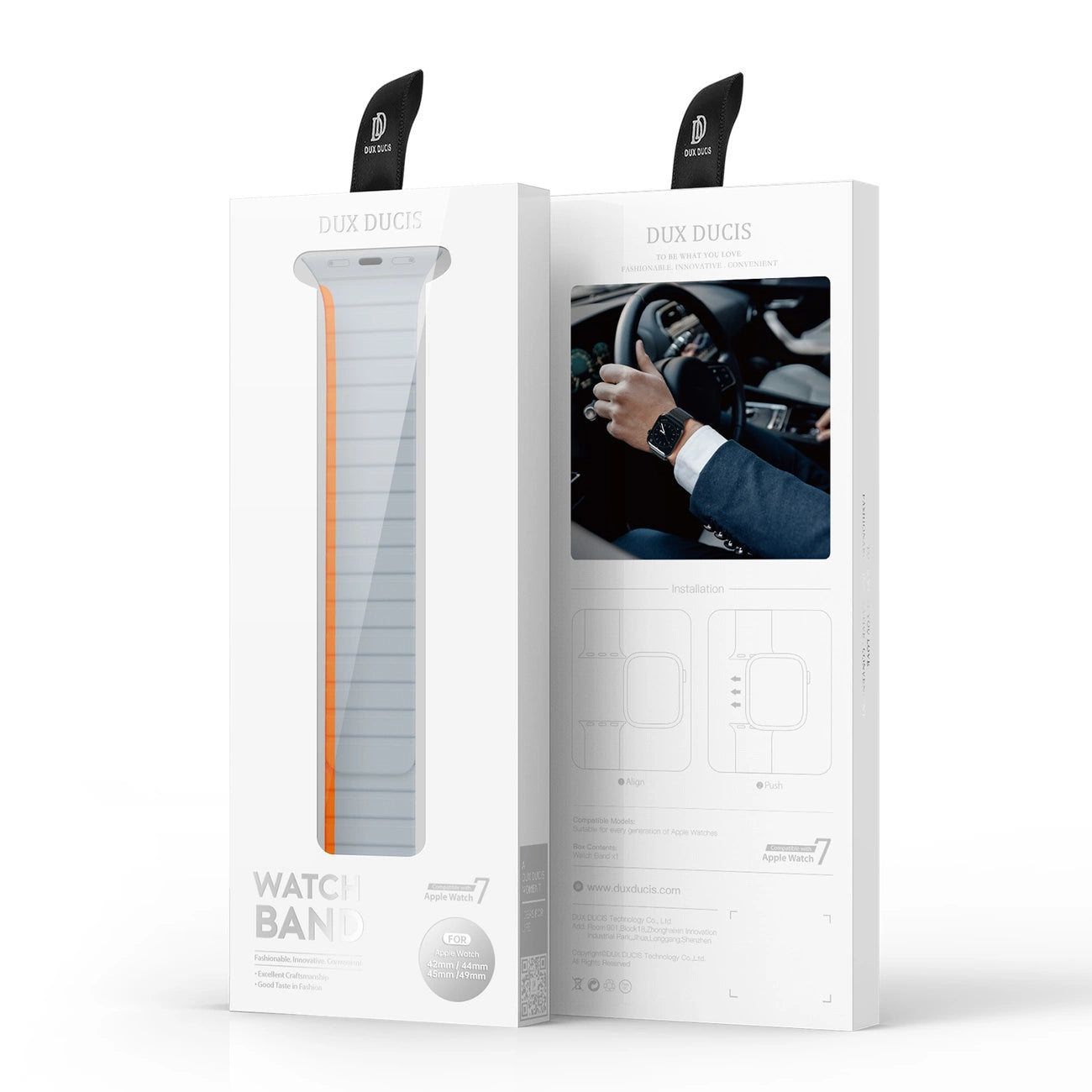 Magnetic Apple Watch SE, 9, 8, 7, 6, 5, 4, 3, 2, 1 (41, 40, 38 mm) Dux Ducis Strap (LD Version) - gray-orange_11