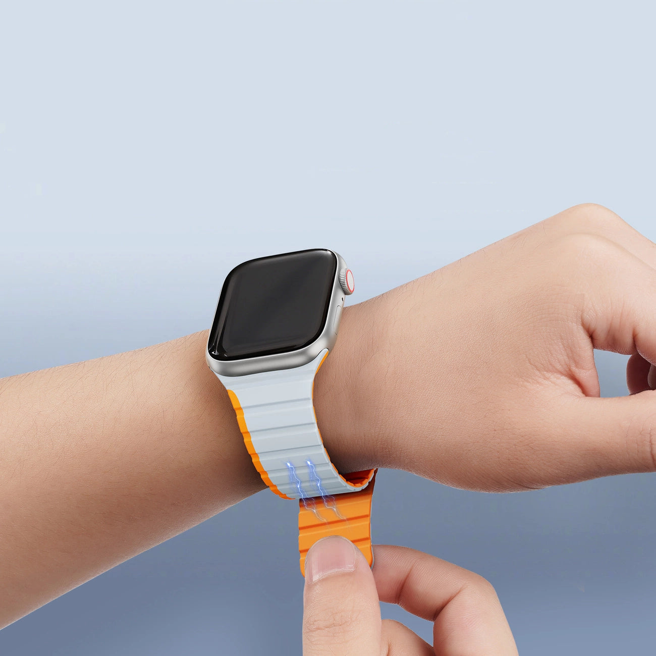 Magnetic Apple Watch SE, 9, 8, 7, 6, 5, 4, 3, 2, 1 (41, 40, 38 mm) Dux Ducis Strap (LD Version) - gray-orange_4