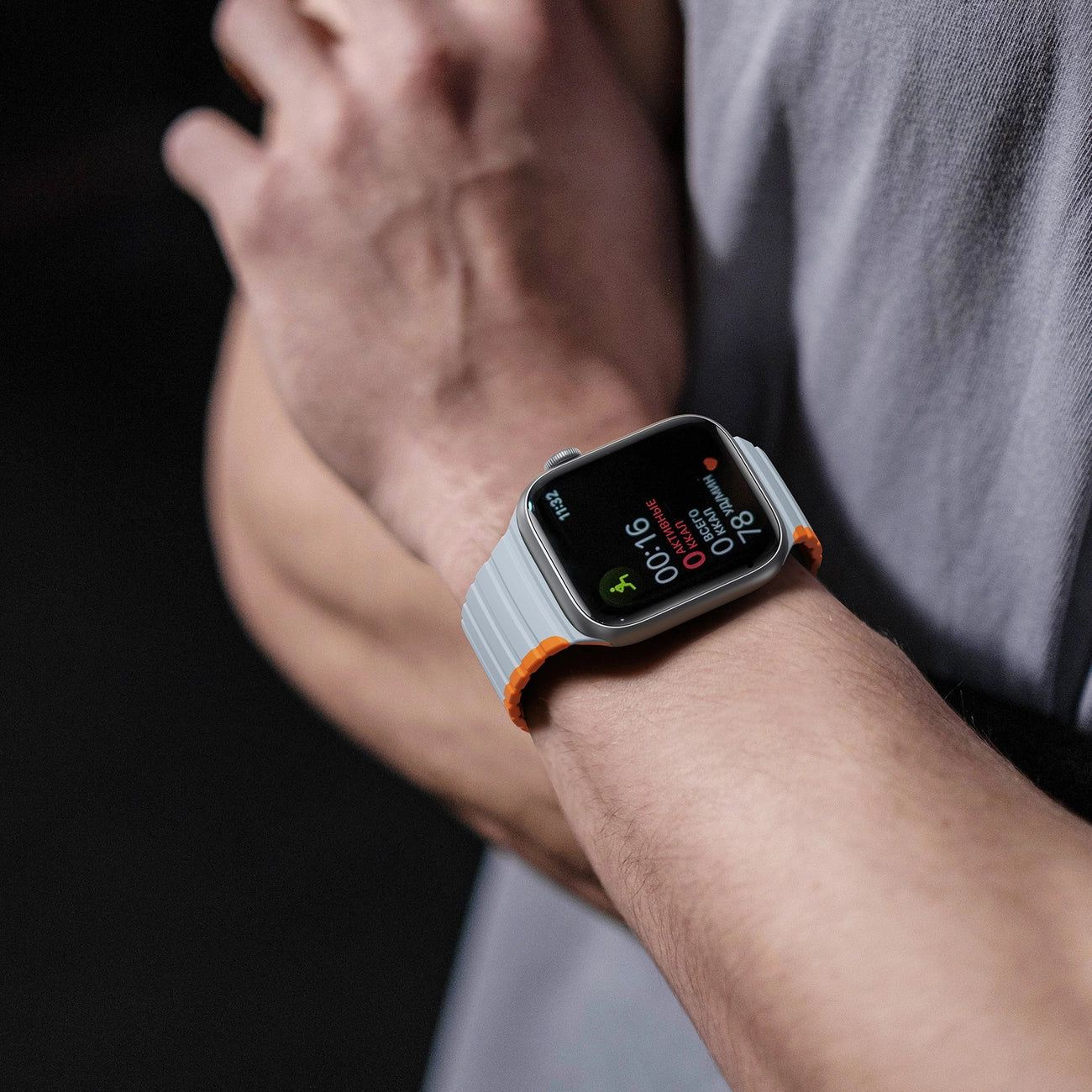 Magnetic Apple Watch SE, 9, 8, 7, 6, 5, 4, 3, 2, 1 (41, 40, 38 mm) Dux Ducis Strap (LD Version) - gray-orange_5
