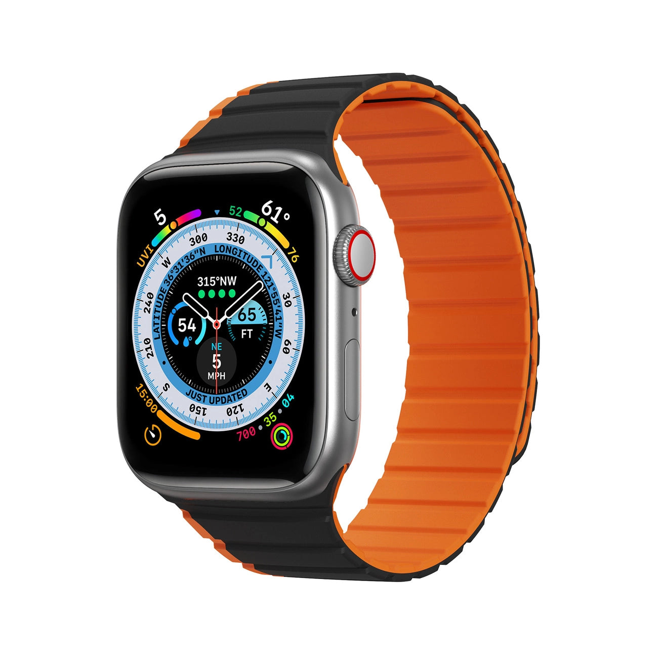 Magnetic Apple Watch SE, 9, 8, 7, 6, 5, 4, 3, 2, 1 (41, 40, 38 mm) Dux Ducis Strap (LD Version) - black and orange_0
