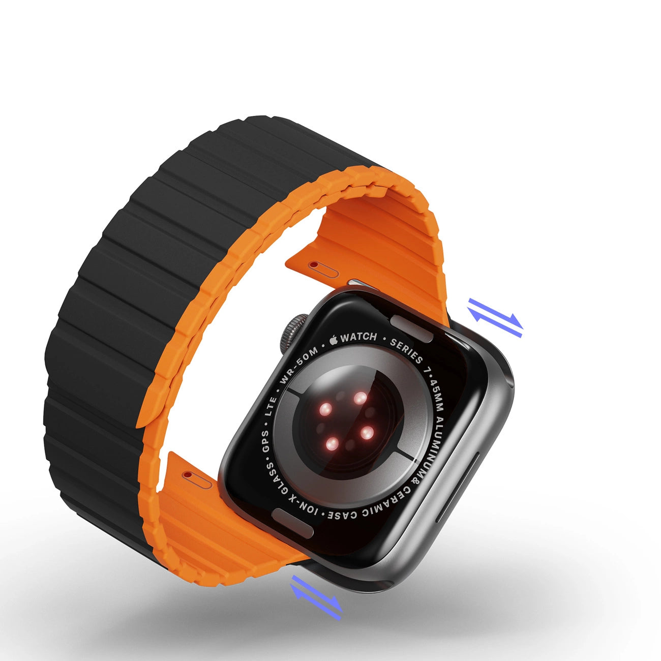 Magnetic Apple Watch SE, 9, 8, 7, 6, 5, 4, 3, 2, 1 (41, 40, 38 mm) Dux Ducis Strap (LD Version) - black and orange_10