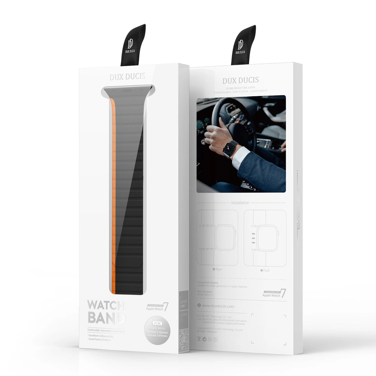 Magnetic Apple Watch SE, 9, 8, 7, 6, 5, 4, 3, 2, 1 (41, 40, 38 mm) Dux Ducis Strap (LD Version) - black and orange_11