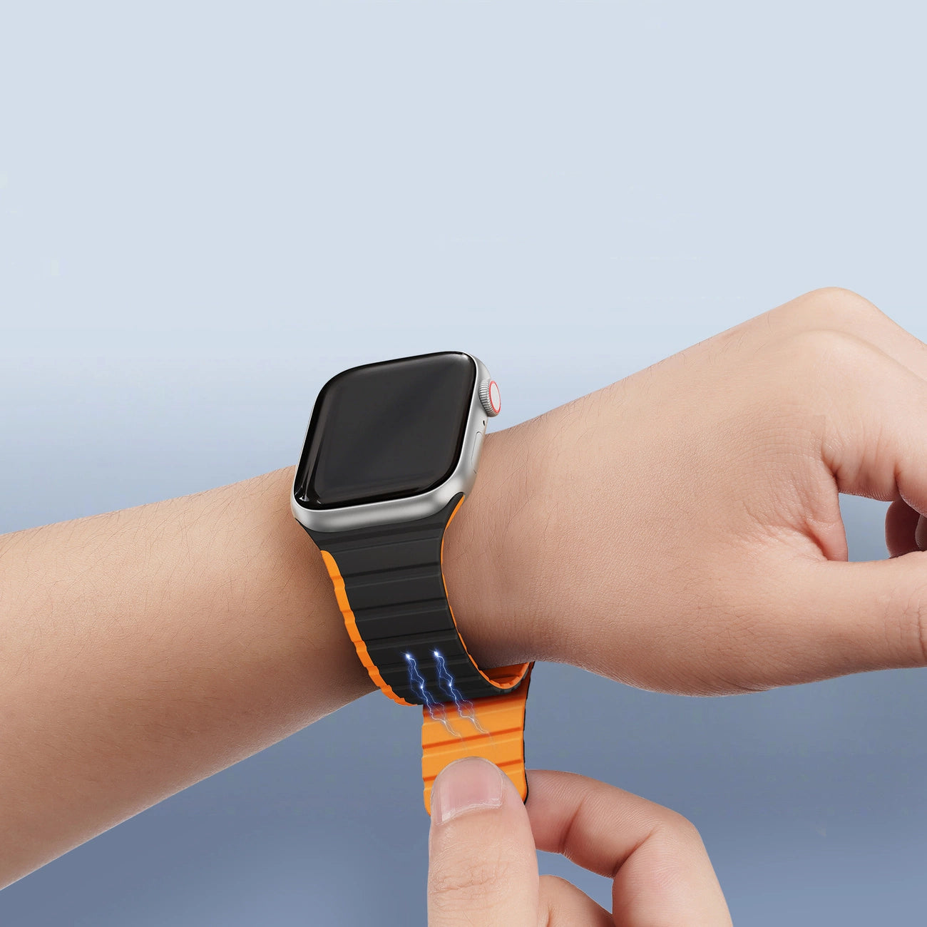 Magnetic Apple Watch SE, 9, 8, 7, 6, 5, 4, 3, 2, 1 (41, 40, 38 mm) Dux Ducis Strap (LD Version) - black and orange_4
