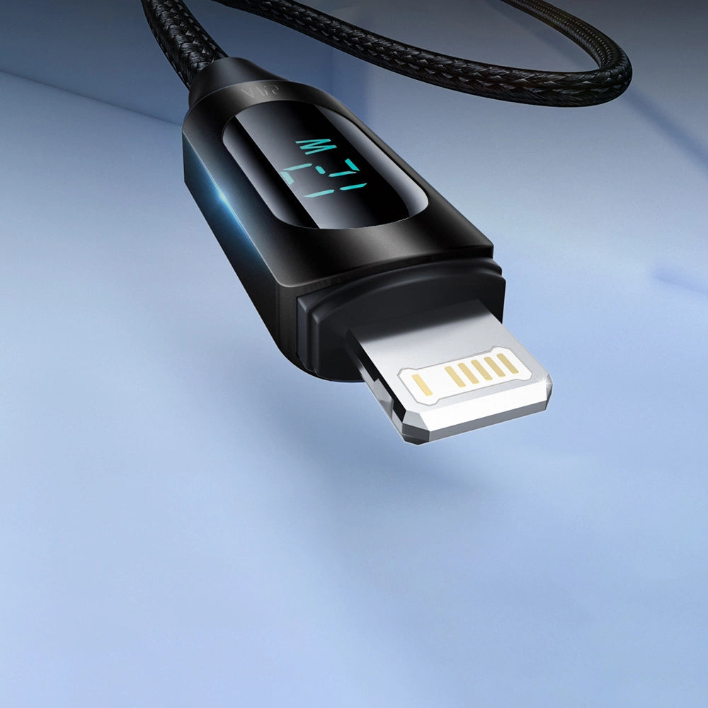 USB-A Cable - Lightning Wozinsky WUALC1 with LED Display 2.4A 1m - Black_2