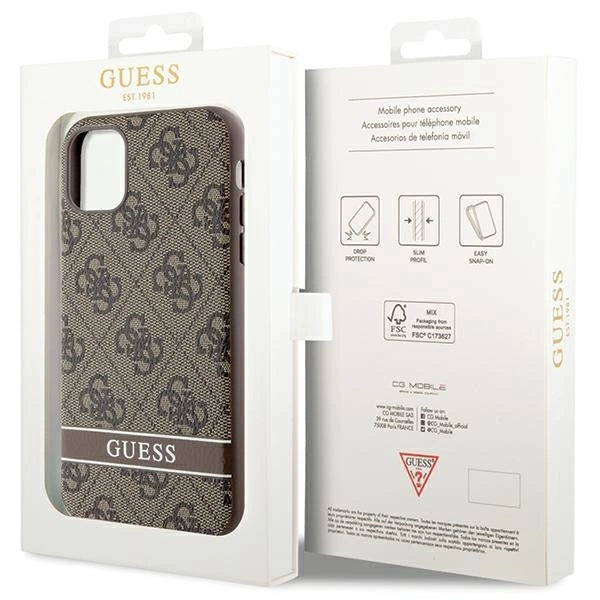 Guess GUHCN61P4SNW iPhone 11 / Xr brown/brown hardcase 4G Stripe_7