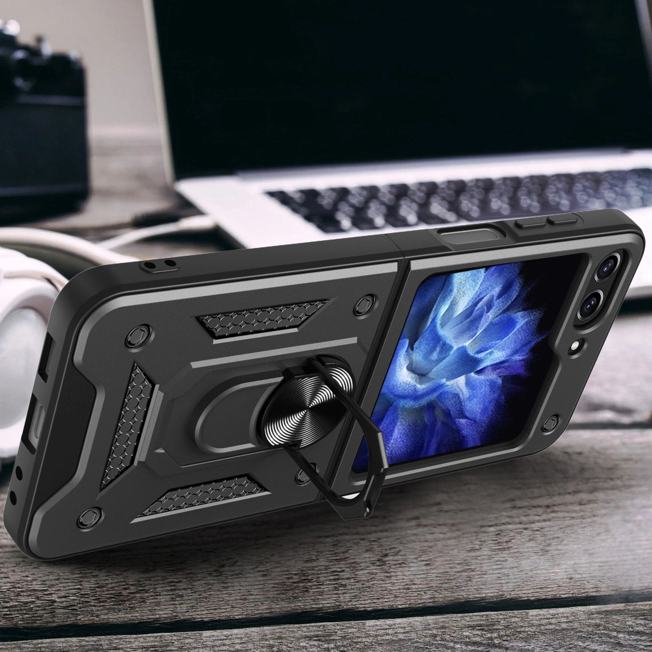 Hybrid Armor Camshield Case for Z Flip 5 5G with Camera Protector - Pink_4