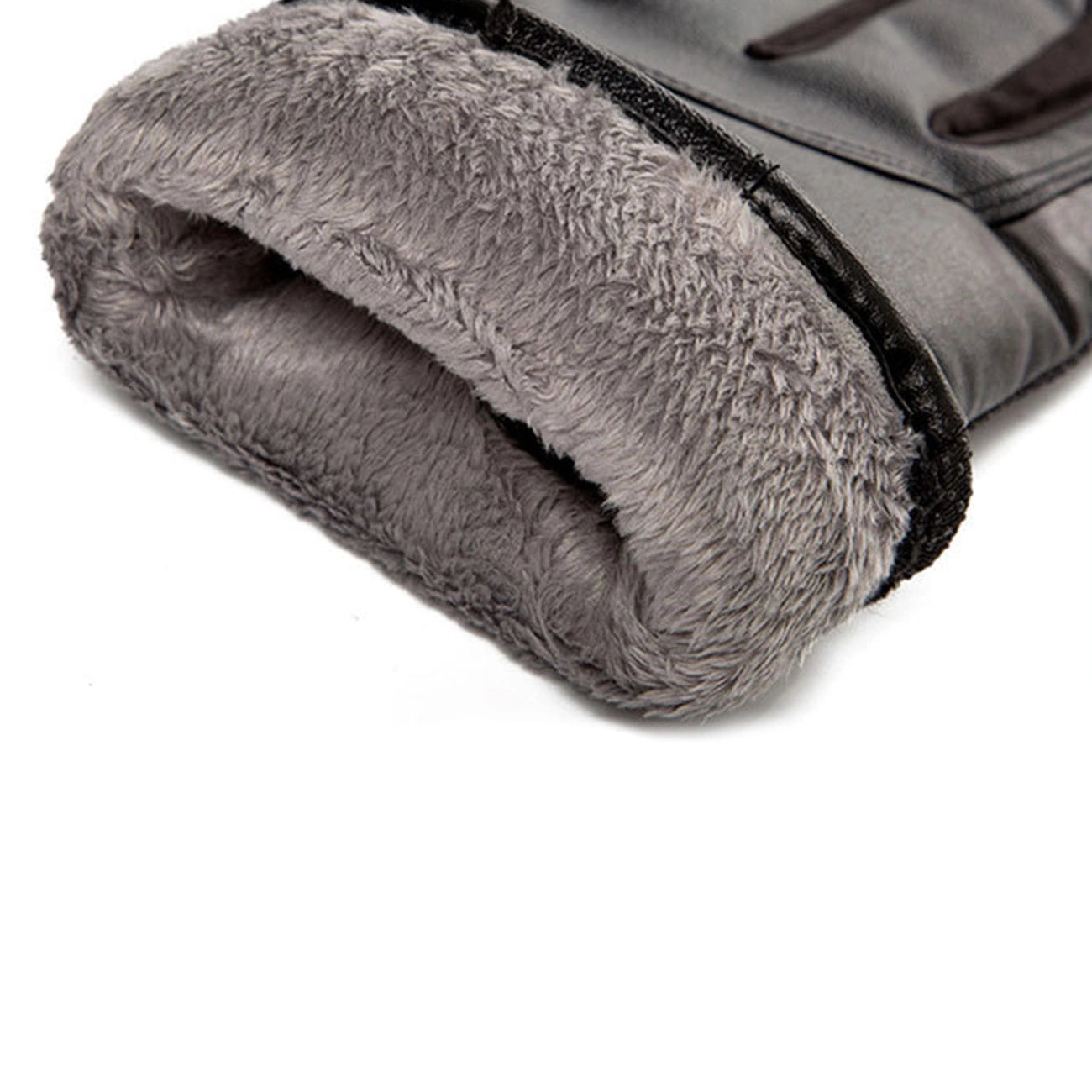 Men's insulated PU leather phone gloves - black_2
