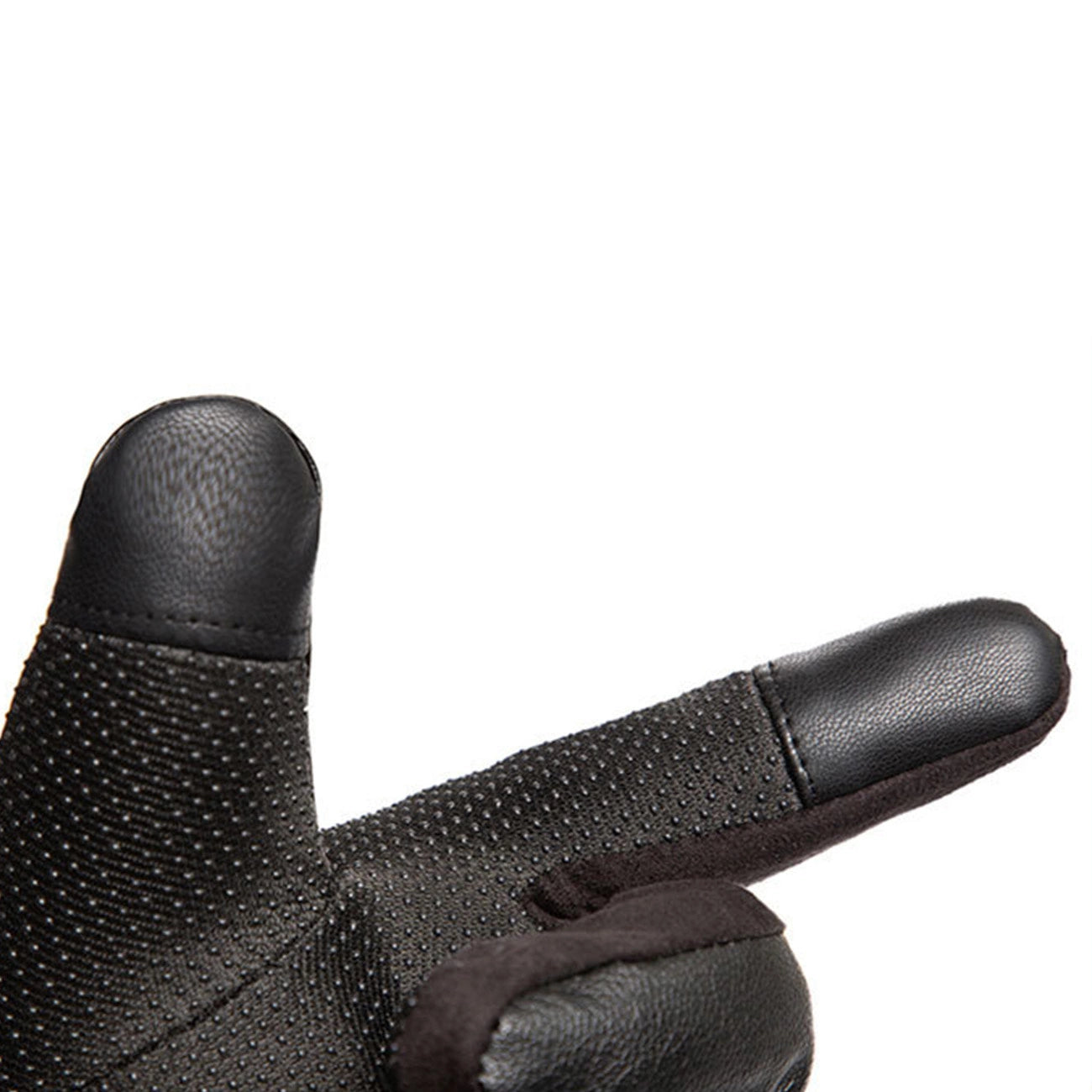 Men's insulated PU leather phone gloves - black_1