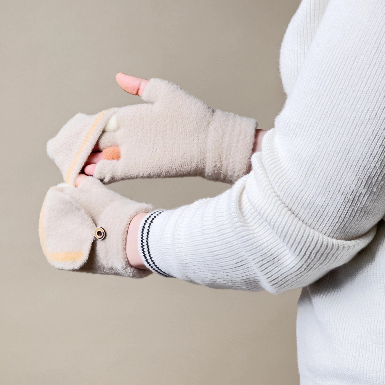 Women's/children's winter phone gloves - white_3