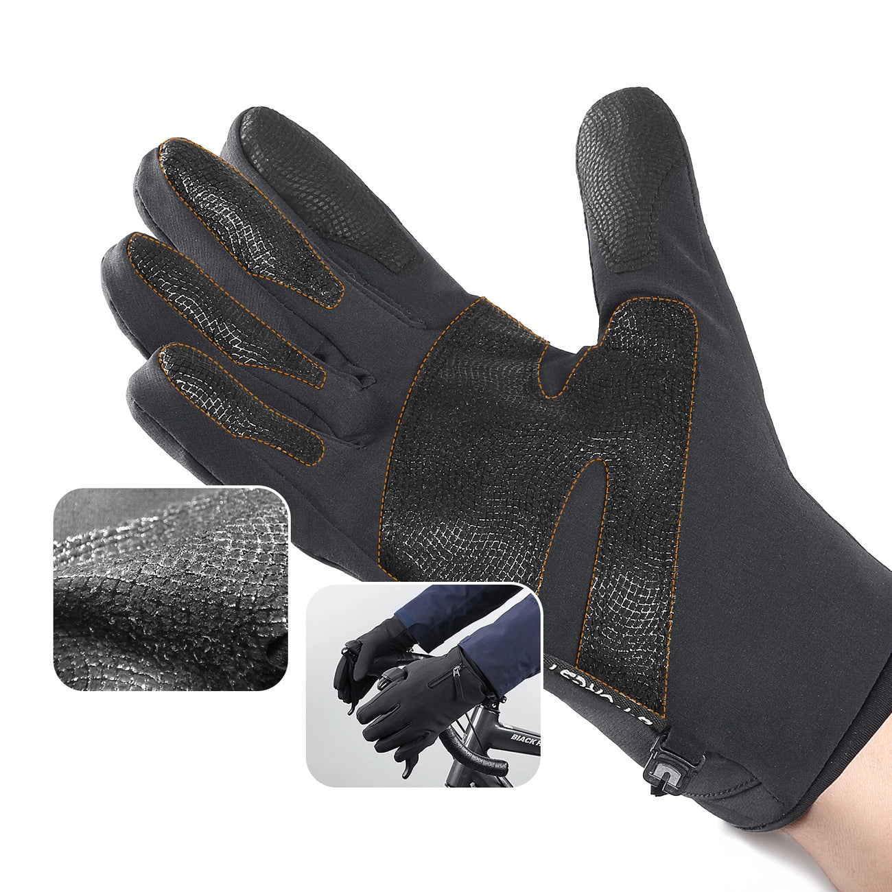 Anti-slip winter phone sports gloves (size XL) - black_1