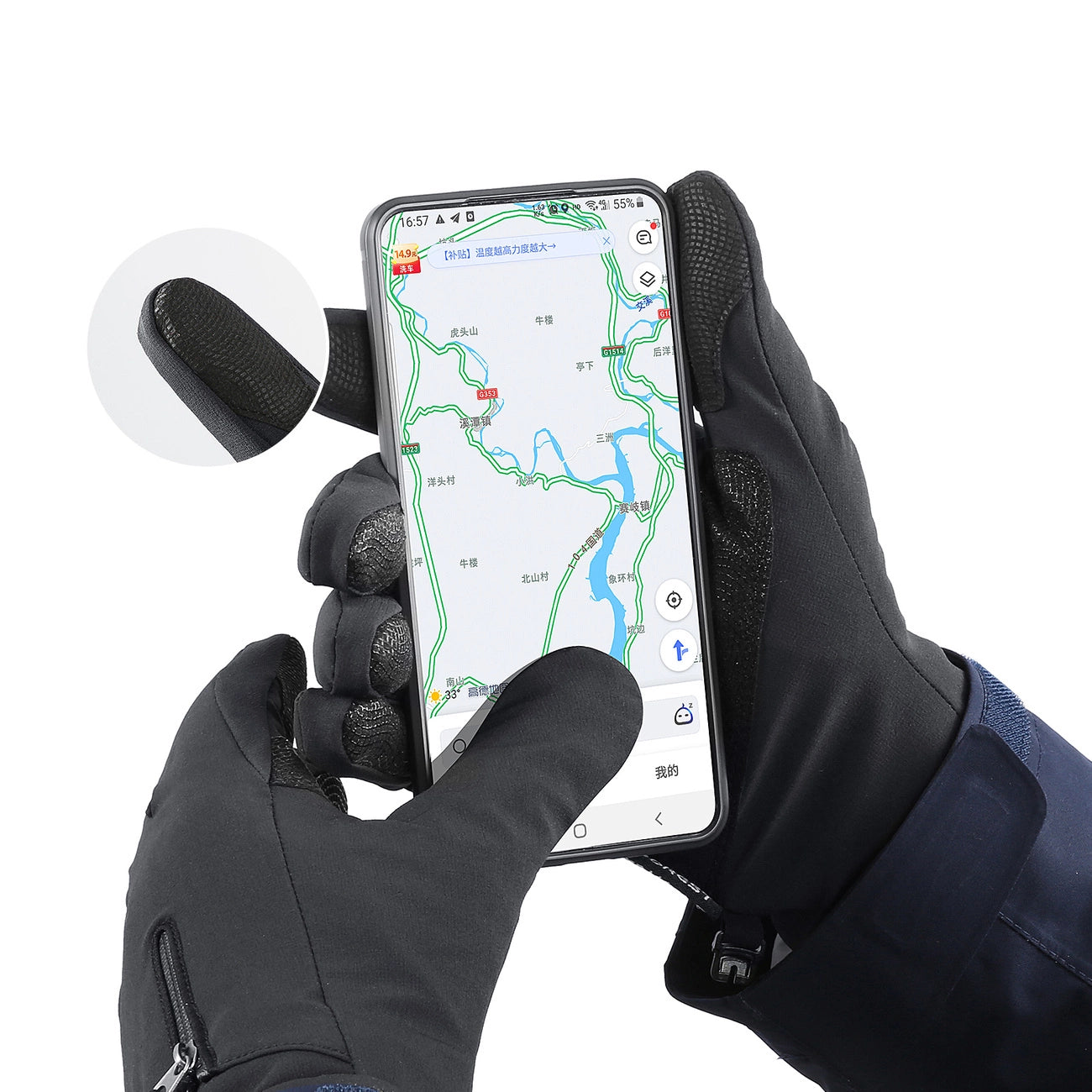 Anti-slip winter phone sports gloves (size XL) - black_3
