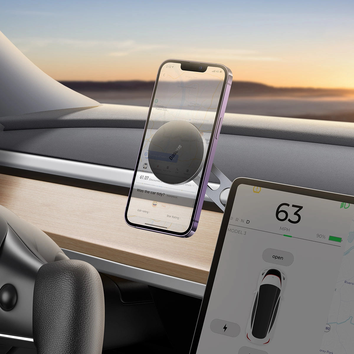 Baseus T-Space magnetic car holder for the cockpit - silver_18