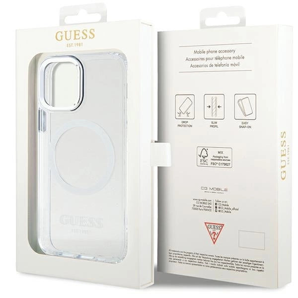 Guess Metal Outline Magsafe case for iPhone 12 / iPhone 12 Pro - silver_7