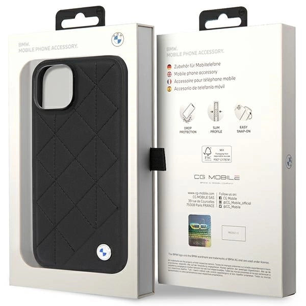 Case BMW BMHCP14S22RQDK iPhone 14 6.1" black/black Leather Quilted_7