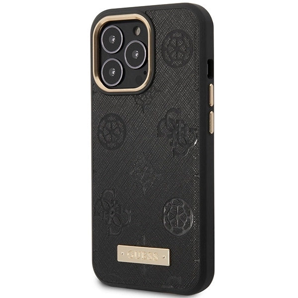 Guess GUHMP14LSAPSTK iPhone 14 Pro 6.1" black/black hardcase Peony Logo Plate MagSafe_1
