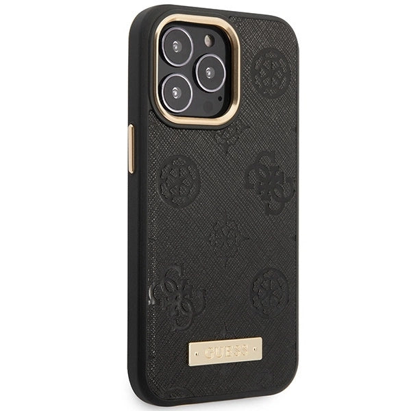 Guess GUHMP14LSAPSTK iPhone 14 Pro 6.1" black/black hardcase Peony Logo Plate MagSafe_3