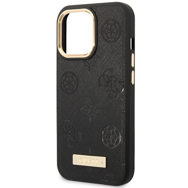 Guess GUHMP14LSAPSTK iPhone 14 Pro 6.1" black/black hardcase Peony Logo Plate MagSafe_5