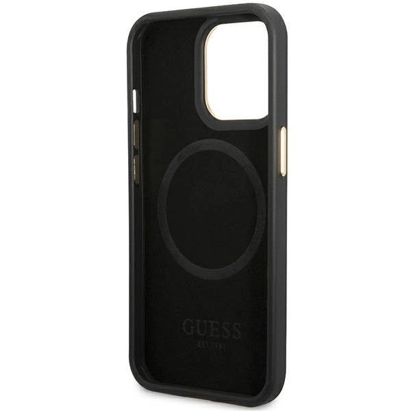 Guess GUHMP14LSAPSTK iPhone 14 Pro 6.1" black/black hardcase Peony Logo Plate MagSafe_6