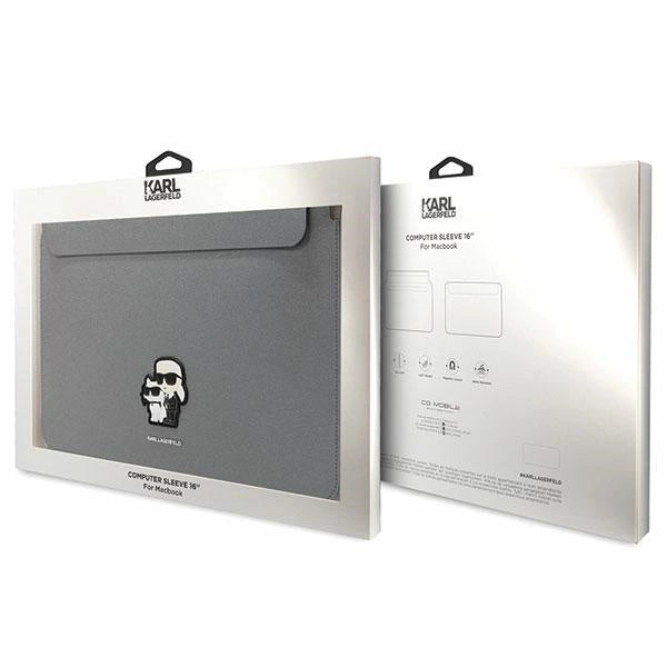 Karl Lagerfeld Saffiano Karl&Choupette case for a 16" laptop - silver_3