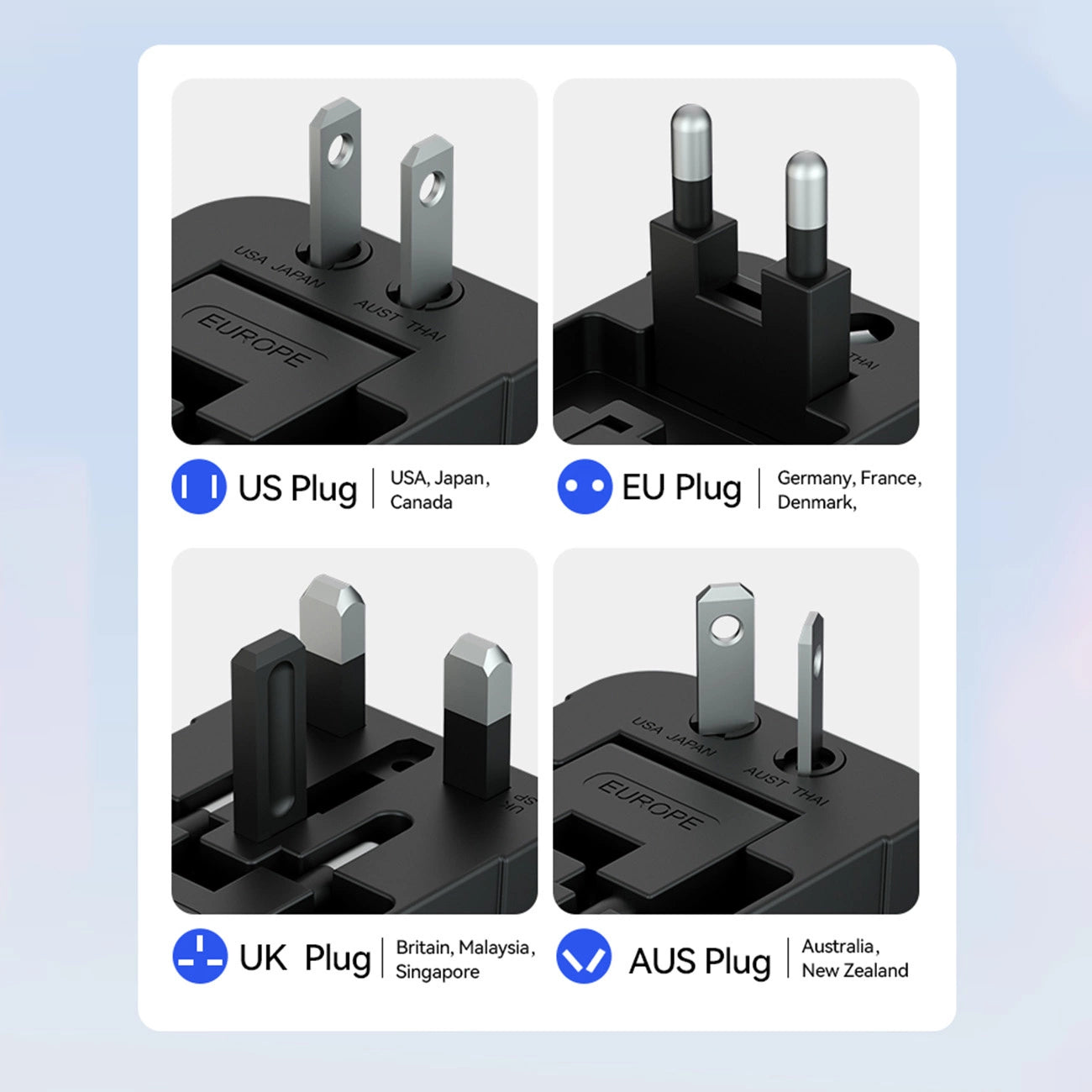 Wozinsky WUTWC travel adapter universal 24W EU / US / AUS / UK / 2x USB-A - black_11