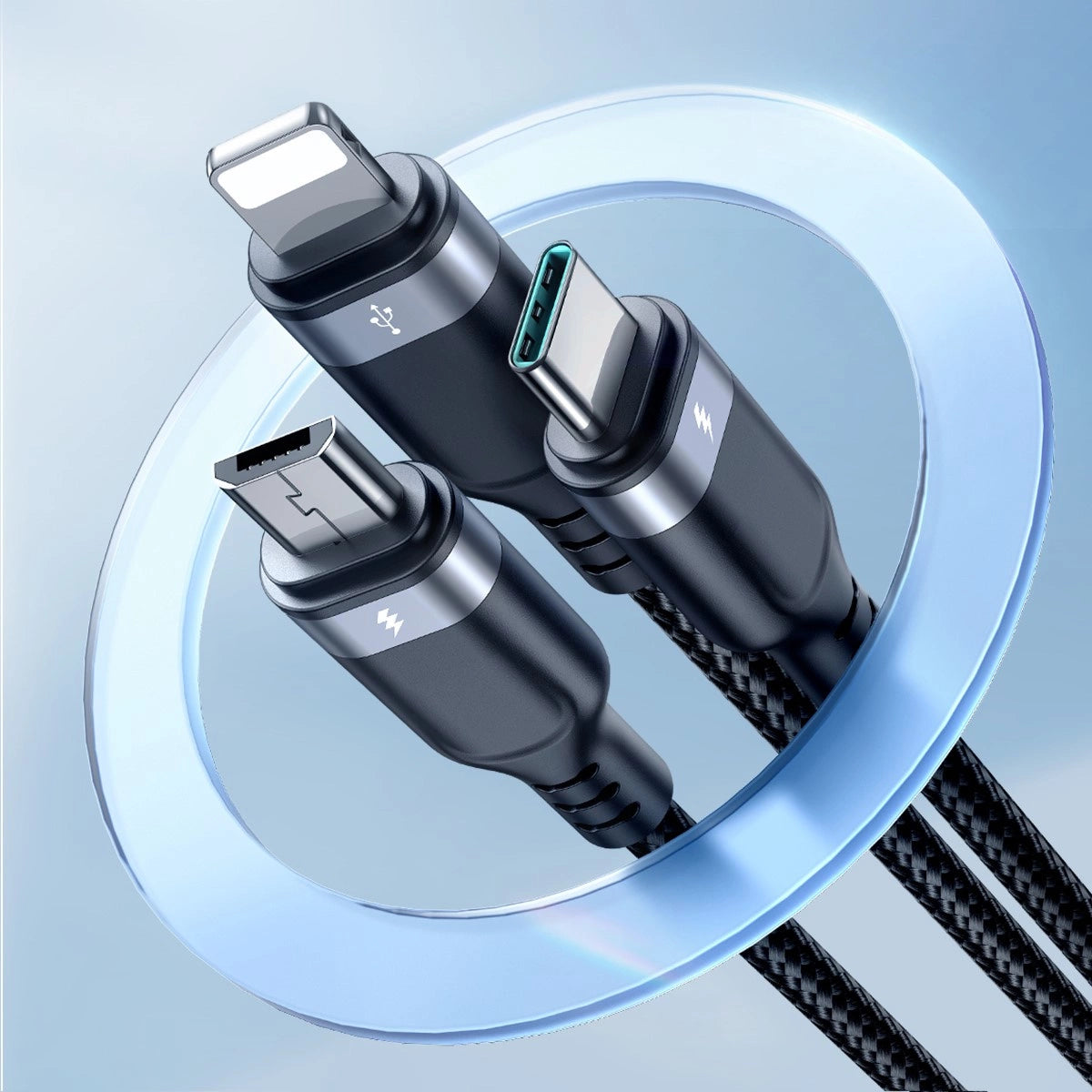 Joyroom Multi-Use Series S-A18 3in1 USB-A - Lightning / USB-C / micro USB cable 0.3m - black_7
