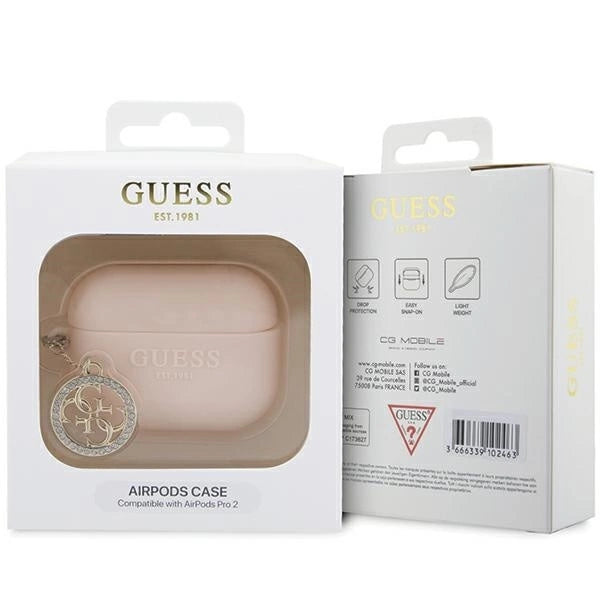 Guess GUAP23DSLGHDP AirPods Pro 2 cover pink/pink 3D Rubber 4G Diamond Charm_3