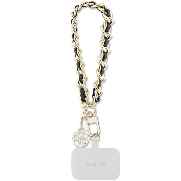 Guess GUOUCHSAMC4K Universal Hand Strap Case - Black Saffiano Chain 4G Charm_0