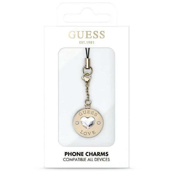 Guess case GUCPMHGLD Phone Strap Heart Diamond Charm with Rhinestones_1