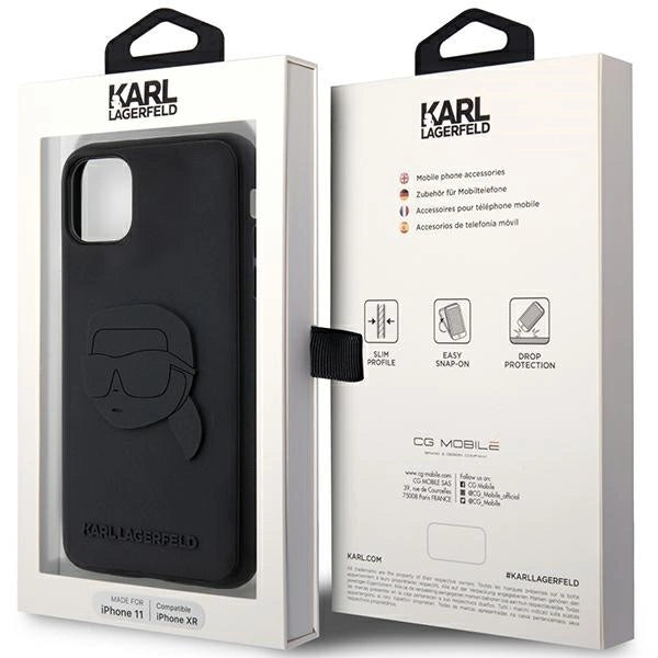 Karl Lagerfeld KLHCN613DRKNK iPhone 11 / Xr 6.1" black/black hardcase Rubber Karl Head 3D_7