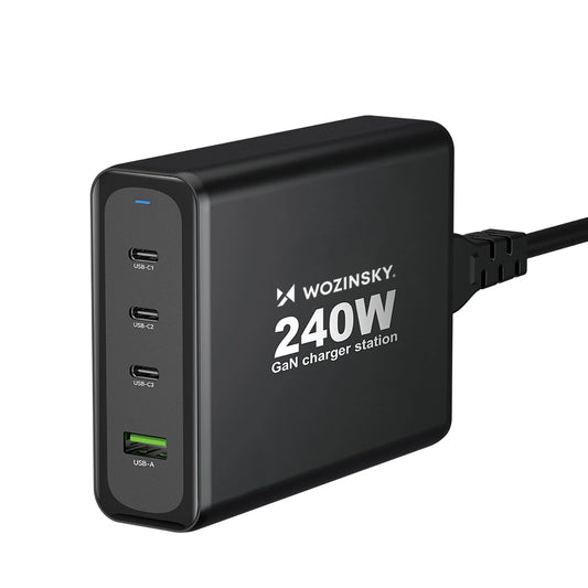 GaN Wozinsky WGCSB 240W USB-A / 3 x USB-C Wall Charger - Black_0