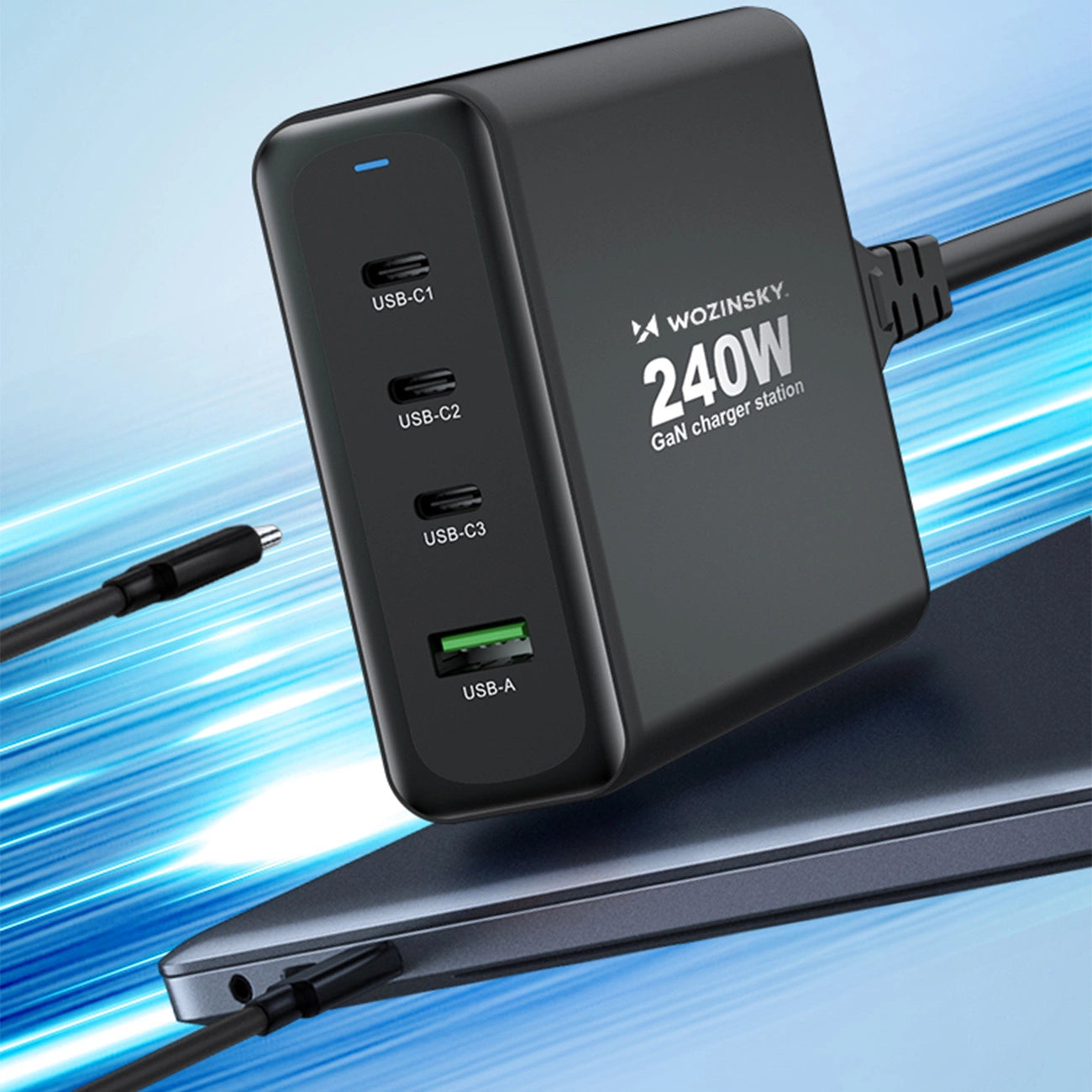 GaN Wozinsky WGCSB 240W USB-A / 3 x USB-C Wall Charger - Black_10