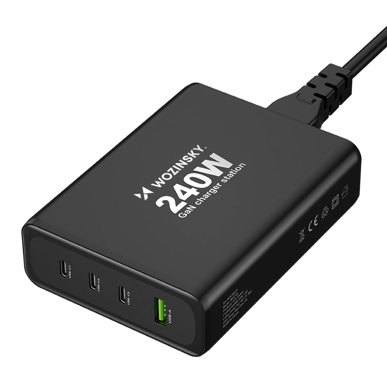 GaN Wozinsky WGCSB 240W USB-A / 3 x USB-C Wall Charger - Black_1