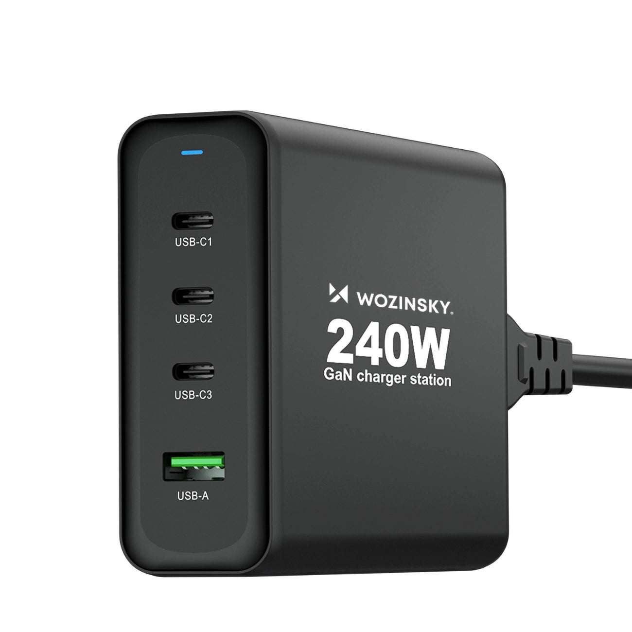 GaN Wozinsky WGCSB 240W USB-A / 3 x USB-C Wall Charger - Black_2