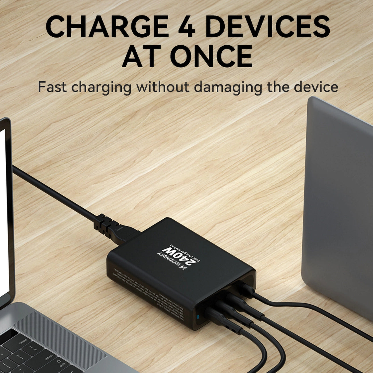 GaN Wozinsky WGCSB 240W USB-A / 3 x USB-C Wall Charger - Black_9